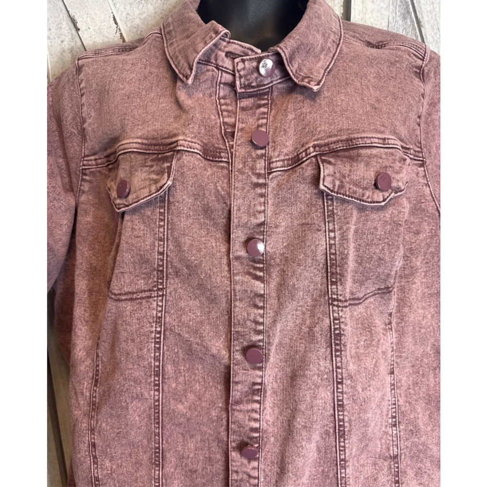 Women's LOGO by Lori Goldstein Mauve Jean Jacket 26W - Picture 2 of 5